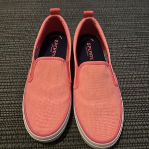 Sperry Top-Sider Women's Crest Rider Canvas Fashion Sneaker neon pink size 5